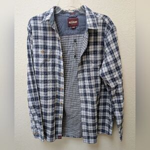 Alesbury Slim 100% Cotton Blue+White Plaid Double Cloth Button Down. Size L